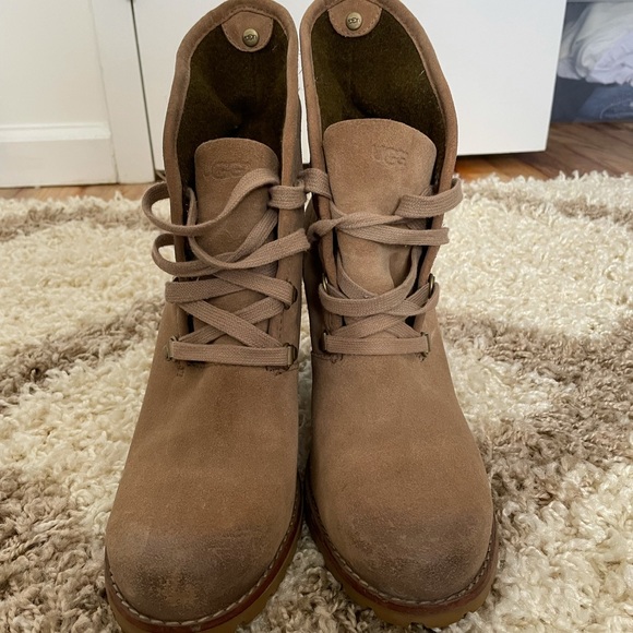Ugg | Calynda Lace Up Heel Ankle Booties Size 10 - Picture 6 of 12